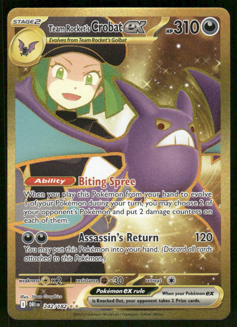 Pokemon Cards Team Rocket's Crobat ex 242/182 Destined Rivals Hyper Rare NM *10