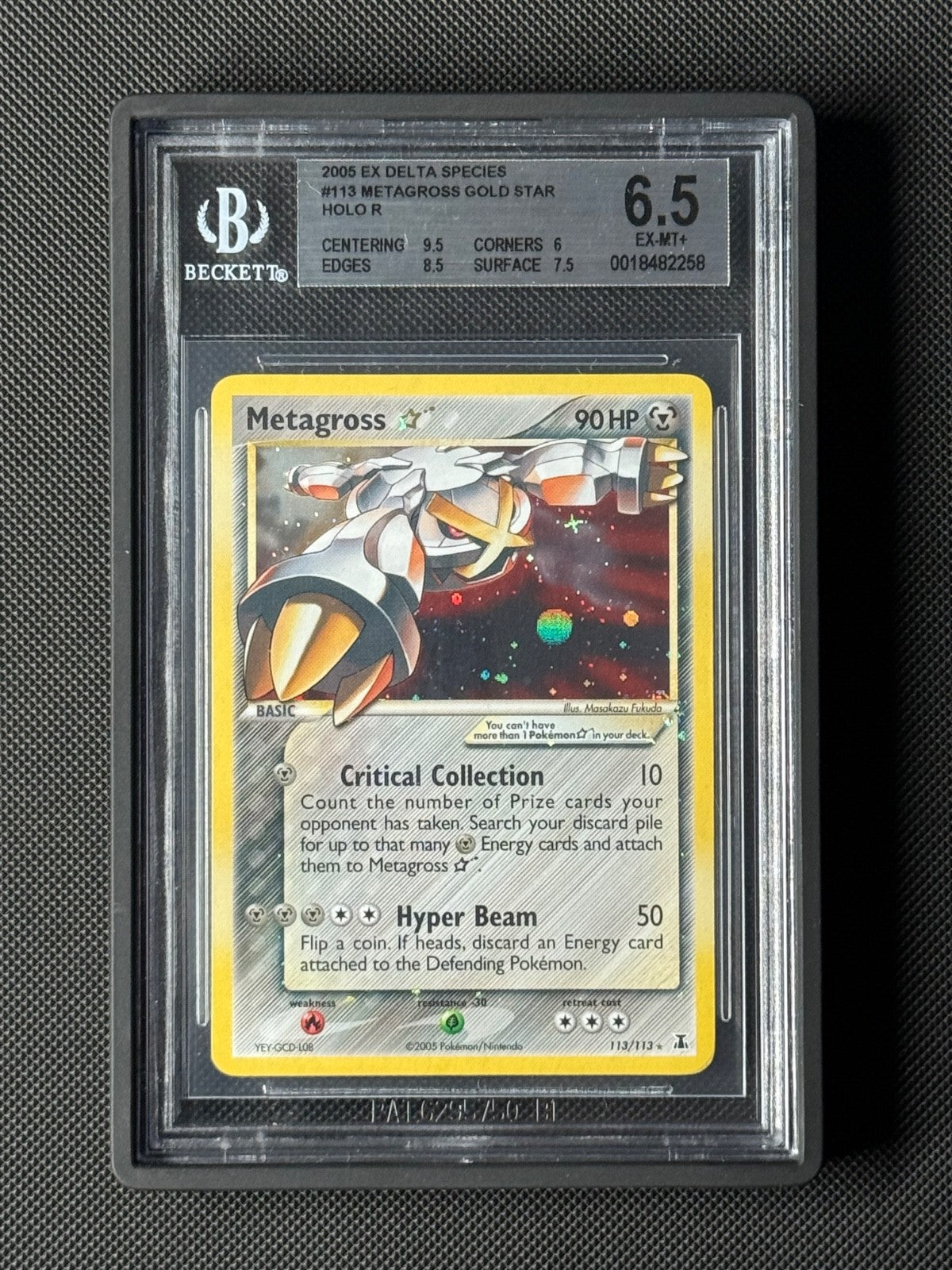 BGS 6.5 Metagross 113/113 Gold Star Pokémon Card EX Delta Species Holo EX-MT+0