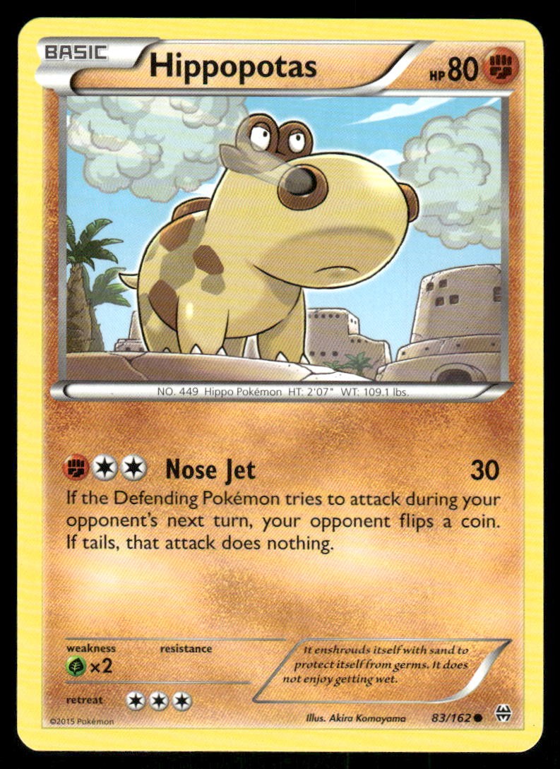 Pokemon Cards Hippopotas 83/162 BREAKthrough XY Common NM0