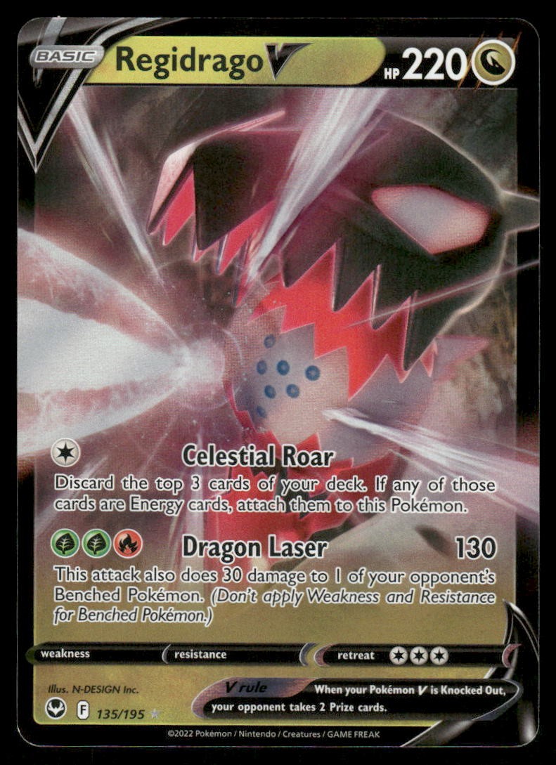 Pokemon Cards Regidrago V 135/195 Silver Tempest Holo Rare V NM0