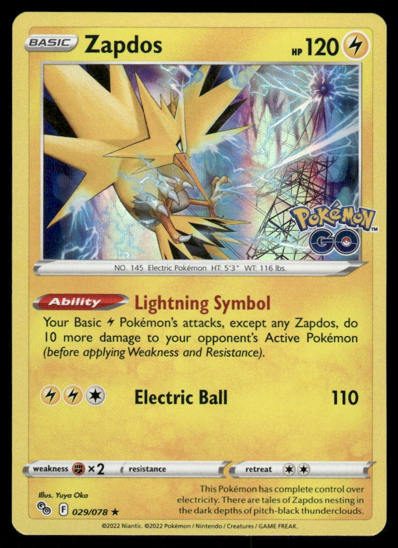Pokemon Cards Zapdos 029/078 Pokemon GO Holo Rare NM *20