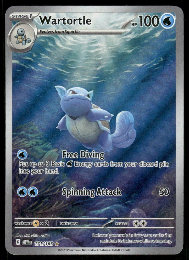 Pokemon Cards Wartortle 171/165 151 Illustration Rare NM0