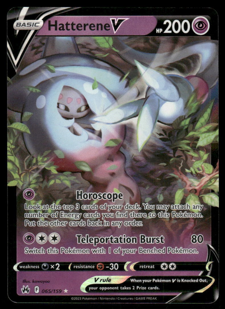 Pokemon Cards Hatterene V 065/159 Crown Zenith Holo Rare V NM0