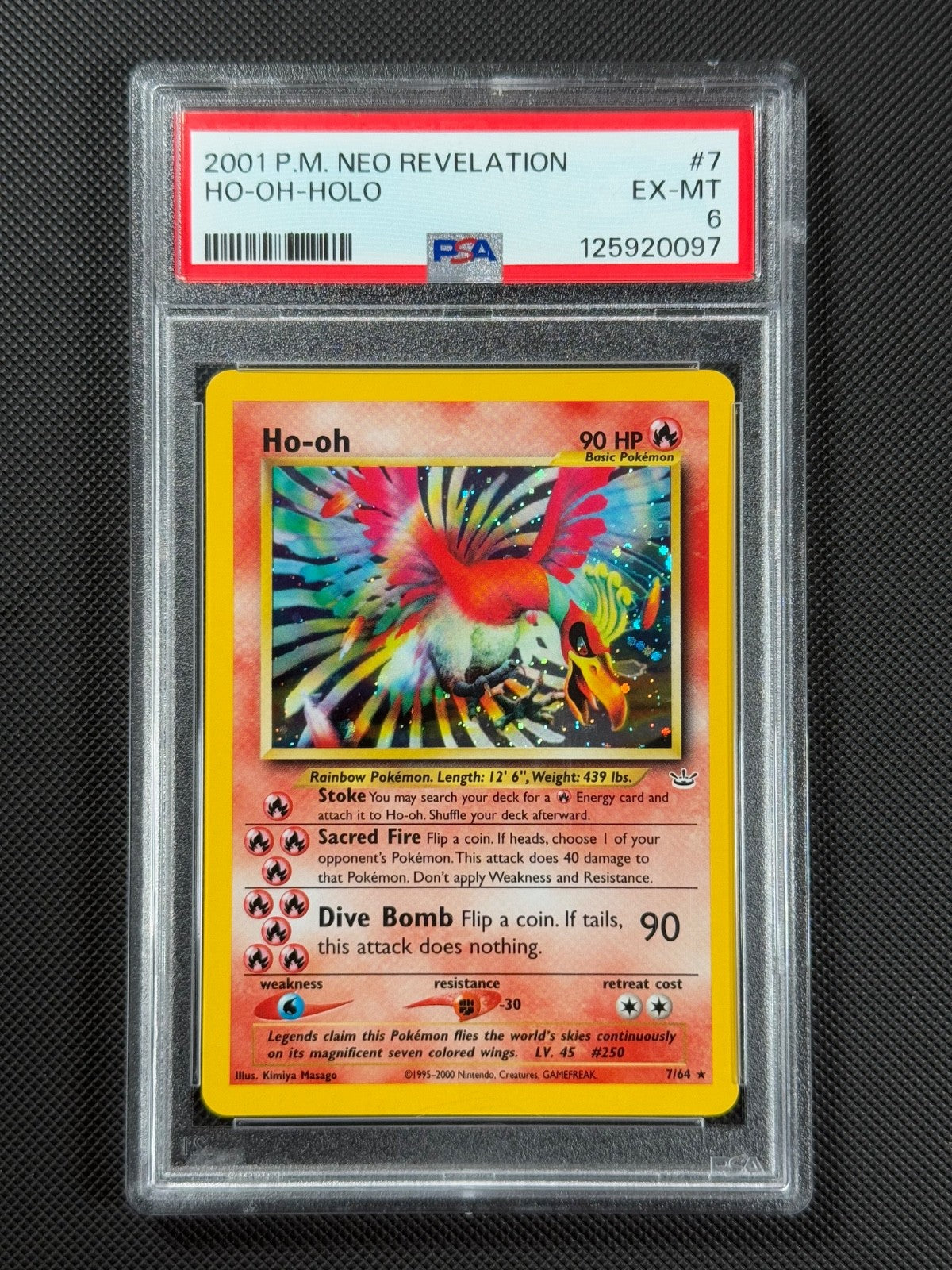 PSA 6 Ho-oh 7/64 HOLO Pokémon Card WOTC Neo Revelation Rare Holo EX-MT0
