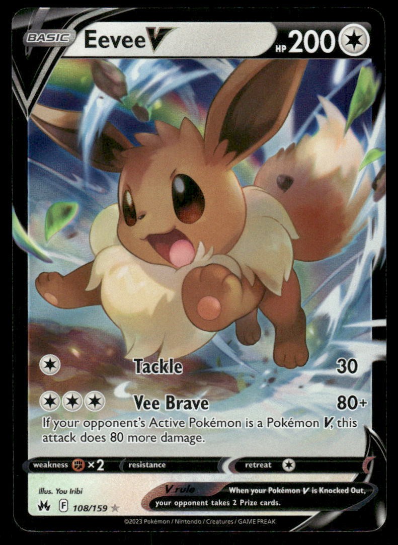 Pokemon Cards Eevee V 108/159 Crown Zenith Holo Rare V NM0