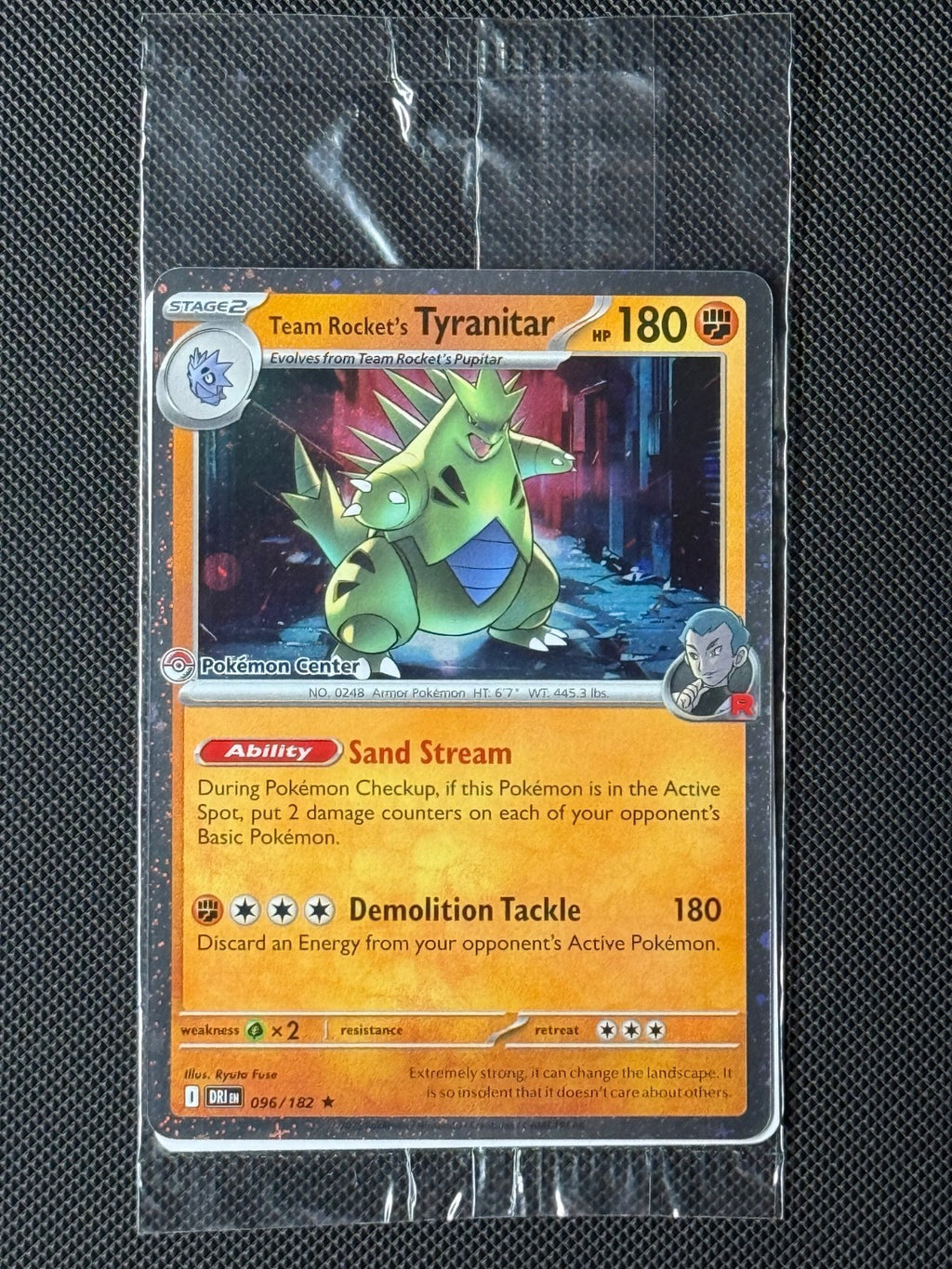 Team Rocket's Tyranitar 096/182 Pokémon Center Pokémon Card Stamped SEALED0