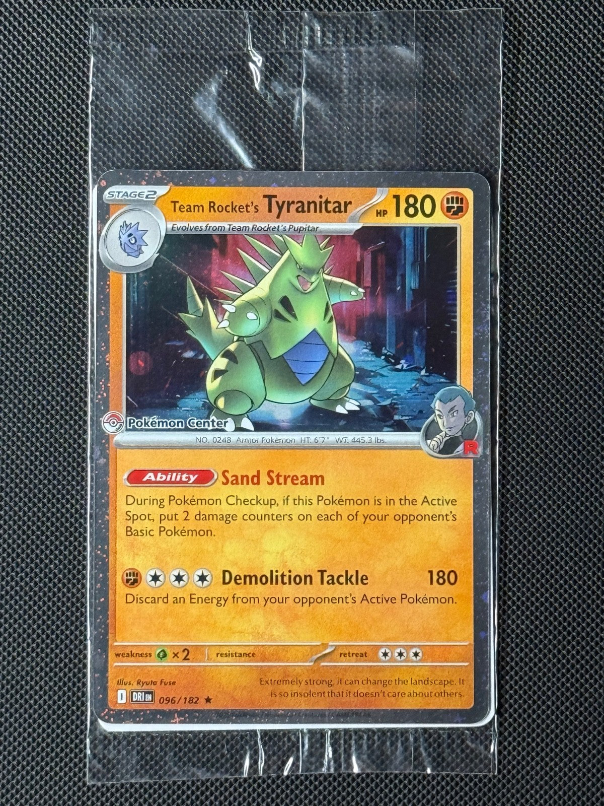 Team Rocket's Tyranitar 096/182 Pokémon Center Pokémon Card Stamped SEALED0