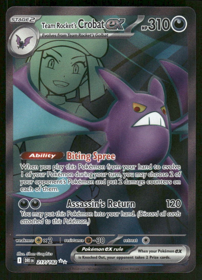 Pokemon Cards Team Rocket's Crobat ex 217/182 Destined Rivals Ultra Rare NM0
