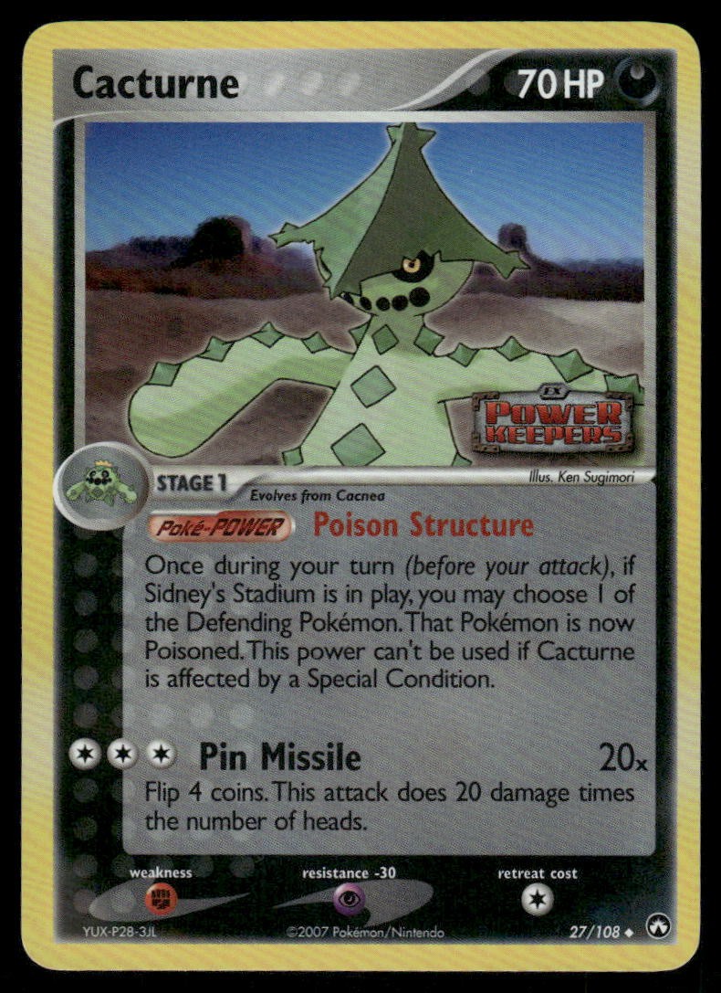 Pokemon Cards Cacturne 27/108 STAMPED Power Keepers Uncommon NM0