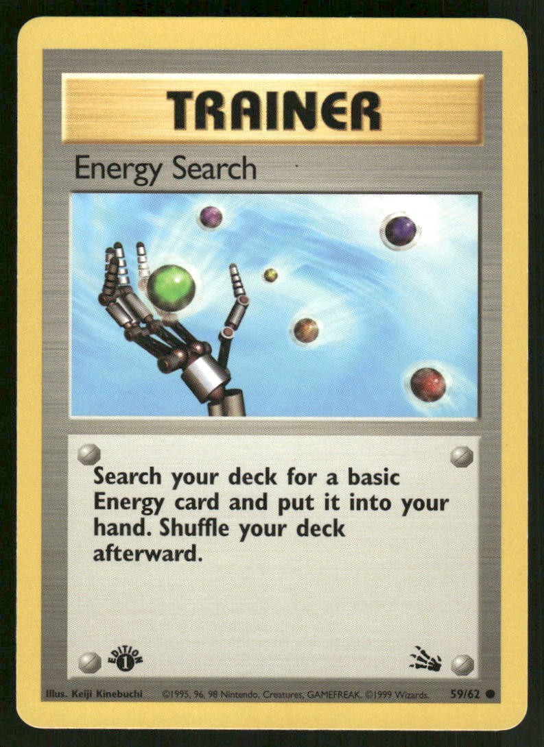 Pokemon Cards Energy Search 59/62 1ST EDITION Fossil WOTC Common NM0