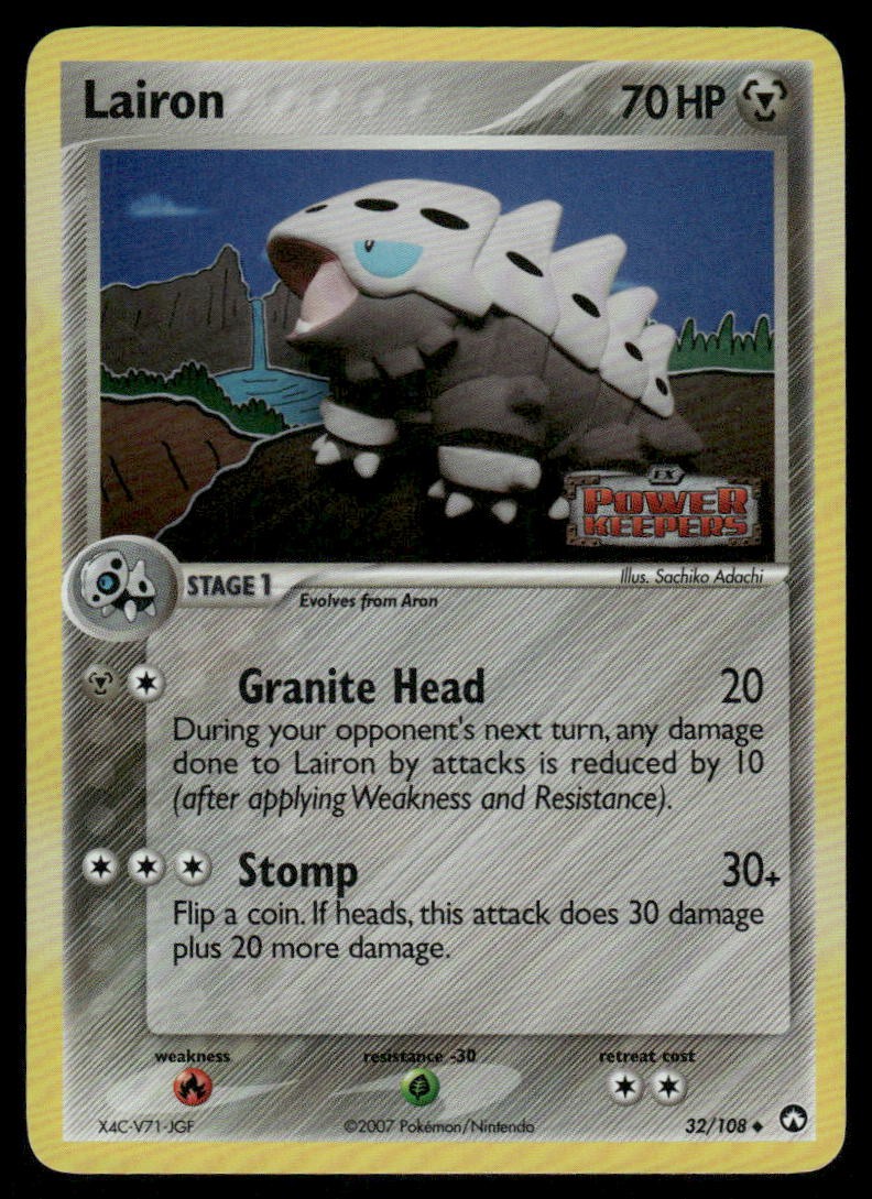 Pokemon Cards Lairon 32/108 STAMPED Power Keepers Uncommon LP0