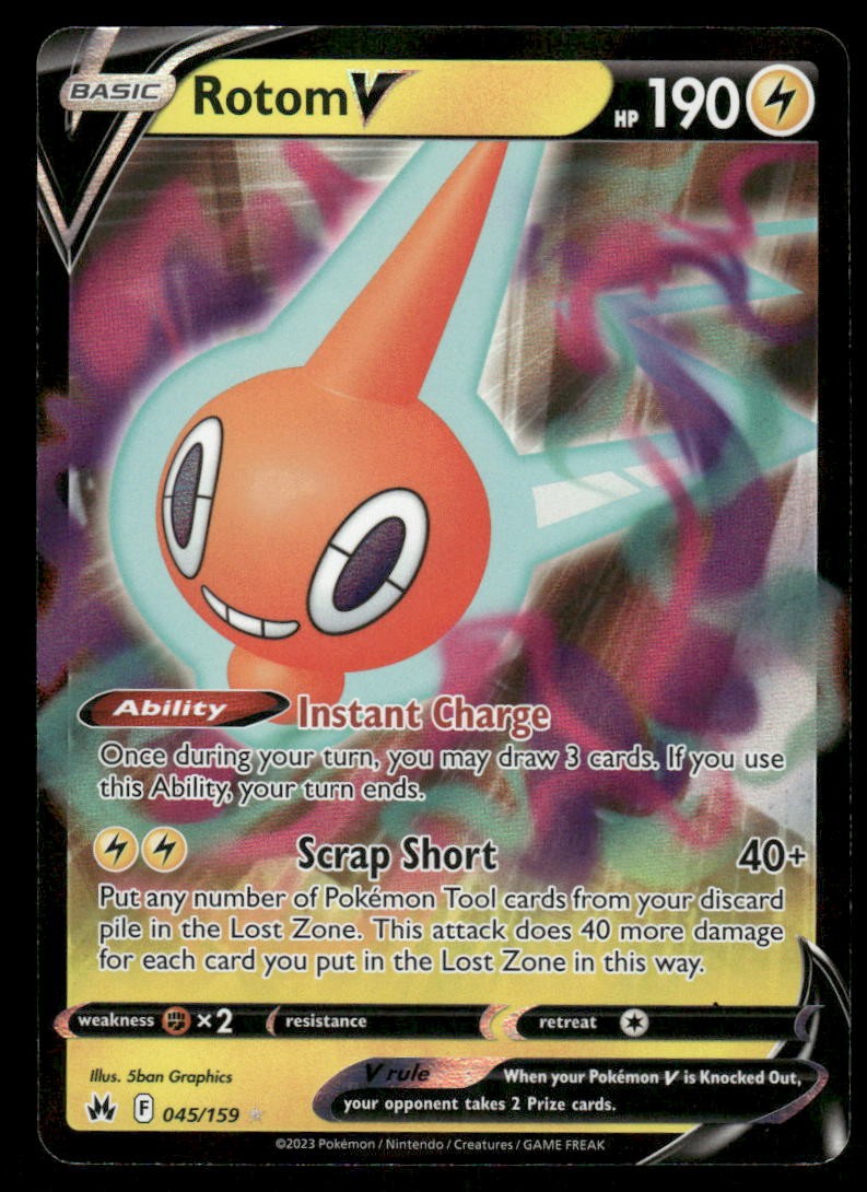 Pokemon Cards Rotom V 045/159 Crown Zenith Holo Rare V NM0