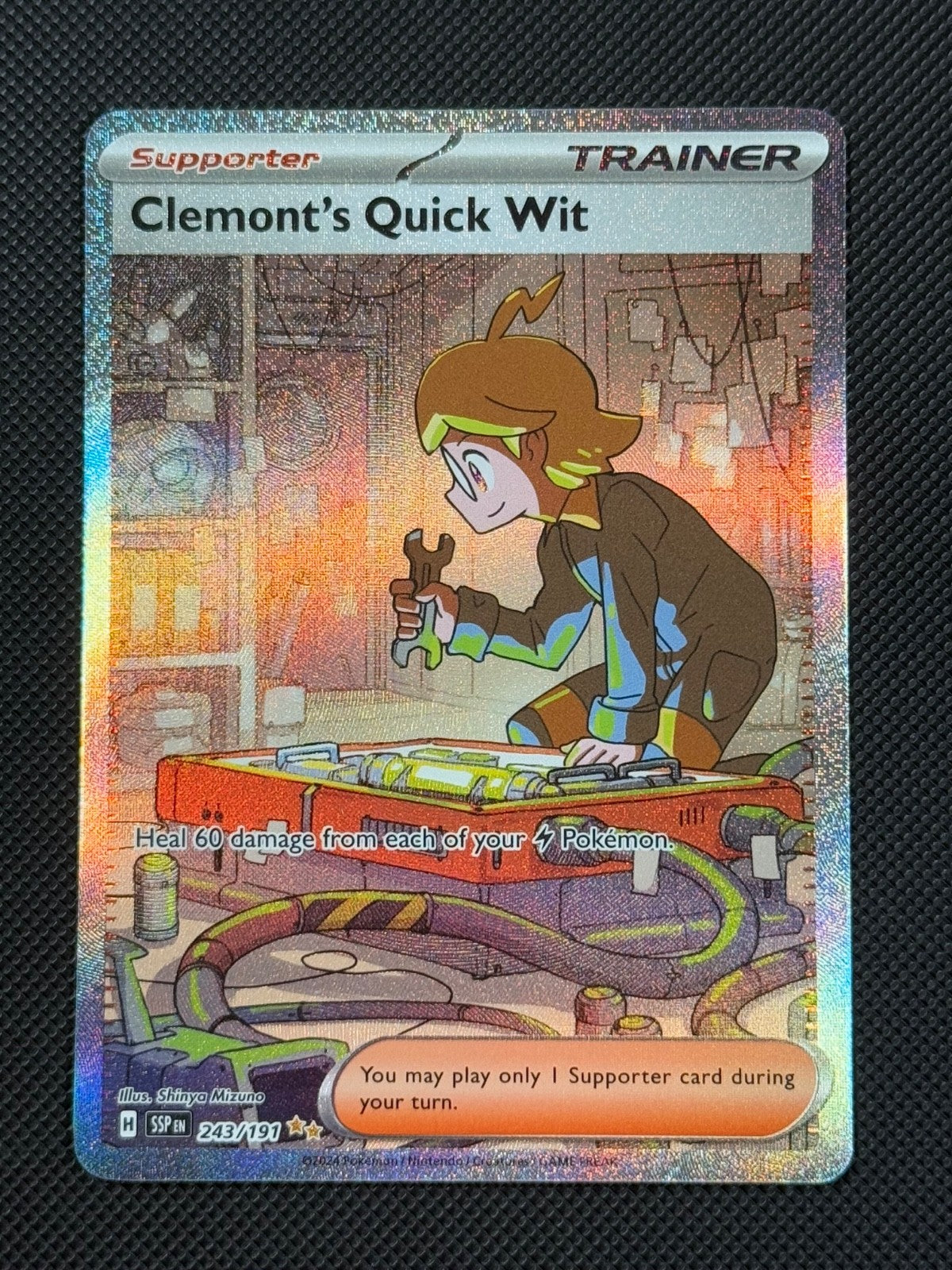 Clemont's Quick Wit 243/191 SIR Pokémon Card Surging Sparks Trainer Holo Rare *20