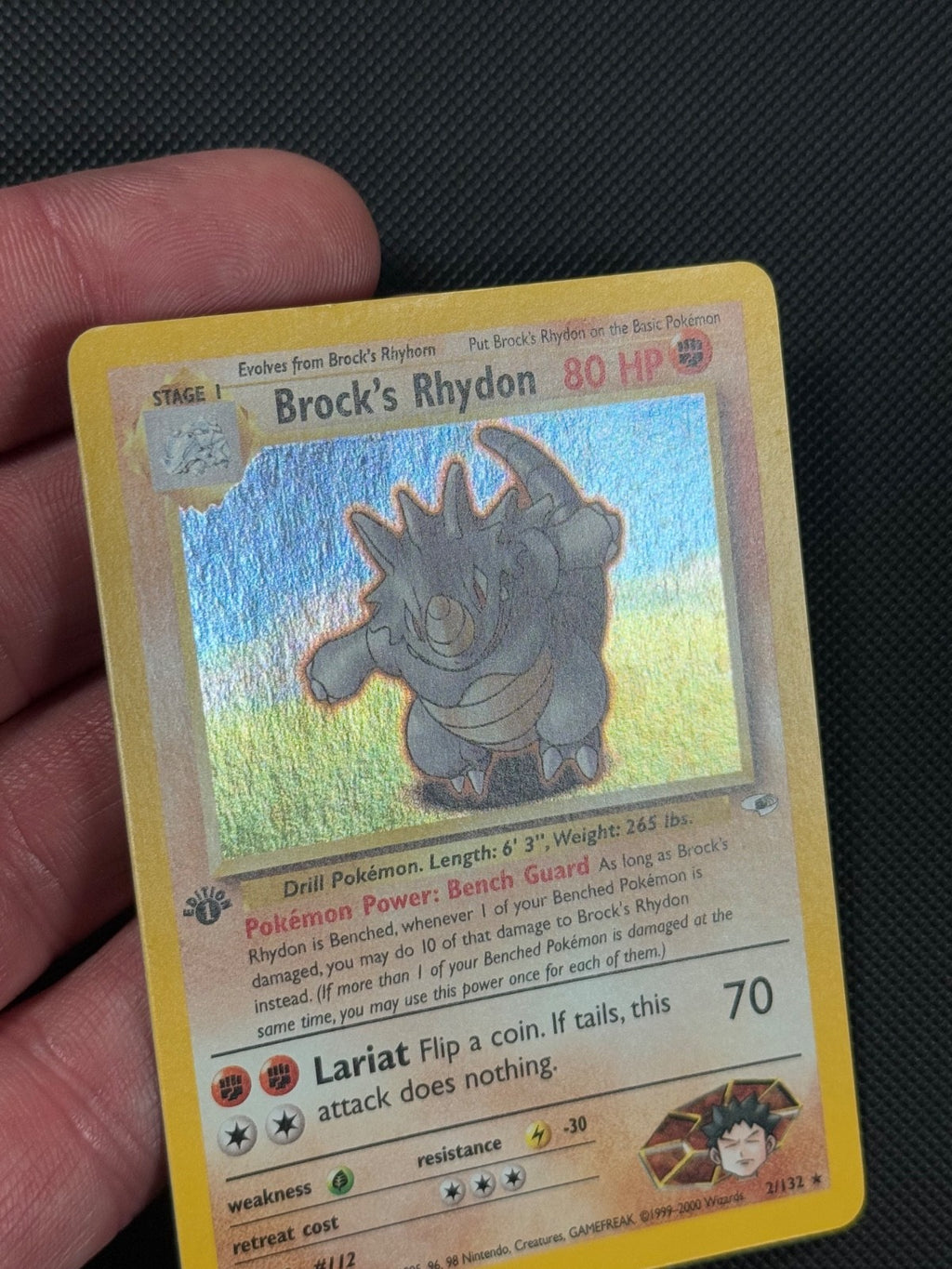 Pokémon Cards Brock's Rhydon 2/132 1ST EDITION Gym Heroes WOTC Holo Rare4