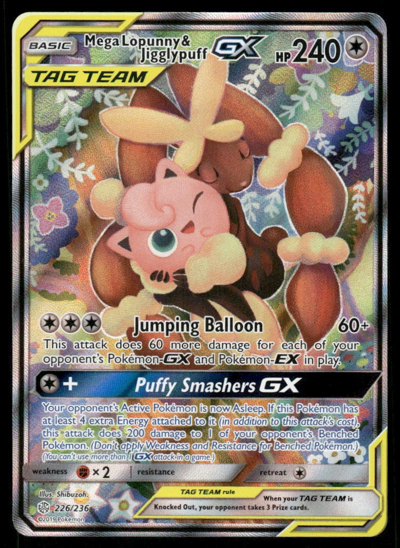 Pokemon Cards Mega Lopunny & Jigglypuff GX 226/236 Cosmic Eclipse Rare Ultra NM0
