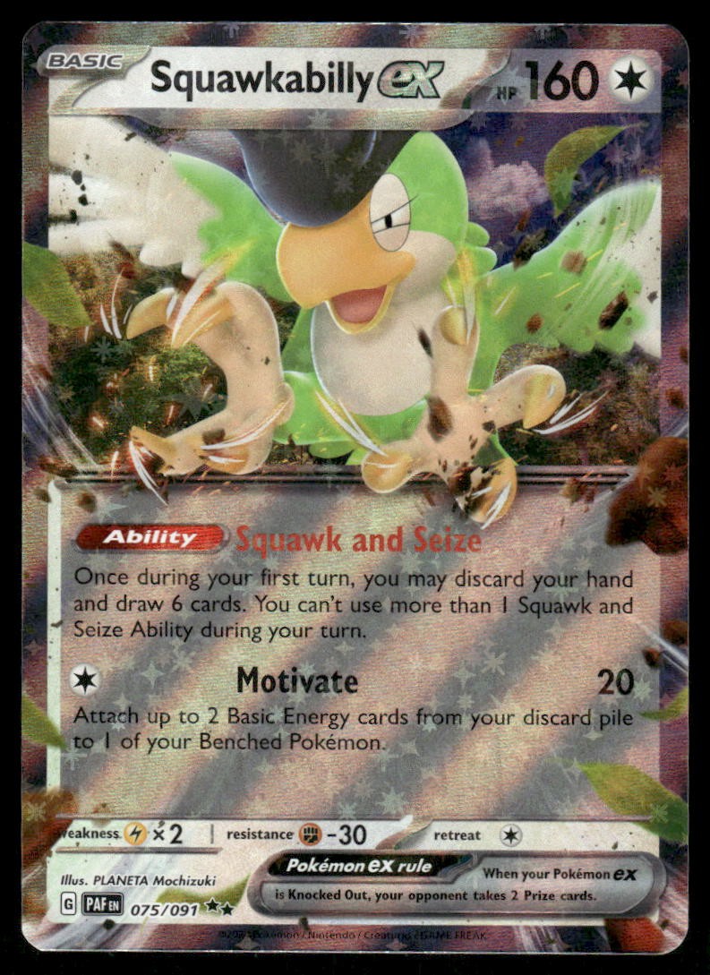 Pokemon Cards Squawkabilly ex 075/091 Paldean Fates Double Rare NM *20