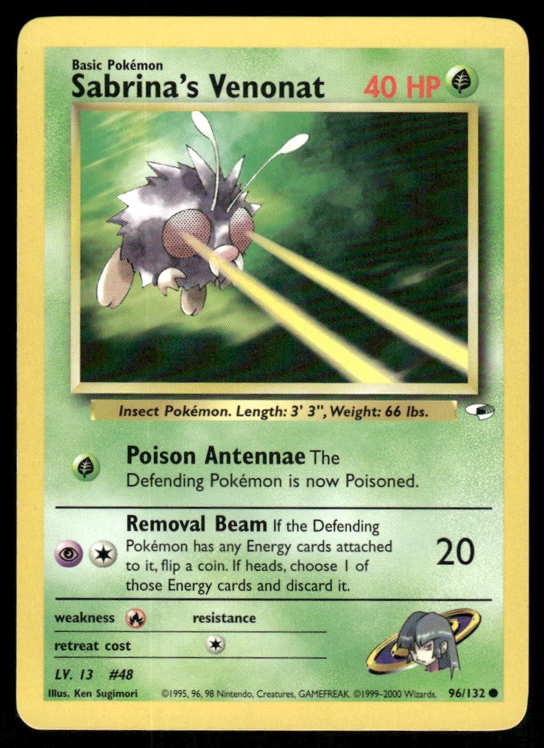 Pokemon Cards Sabrina's Venonat 96/132 UNLIMITED Gym Heroes Common LP0