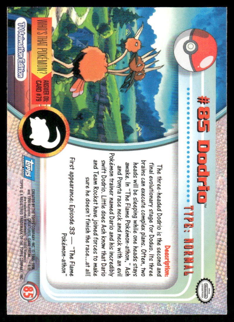 Pokemon Cards Dodrio #85 Topps Trading Cards Series 2 NM *41