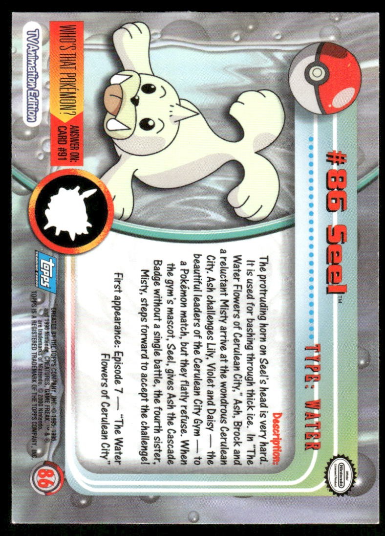 Pokemon Cards Seel #86 Topps Trading Cards Series 2 NM *21