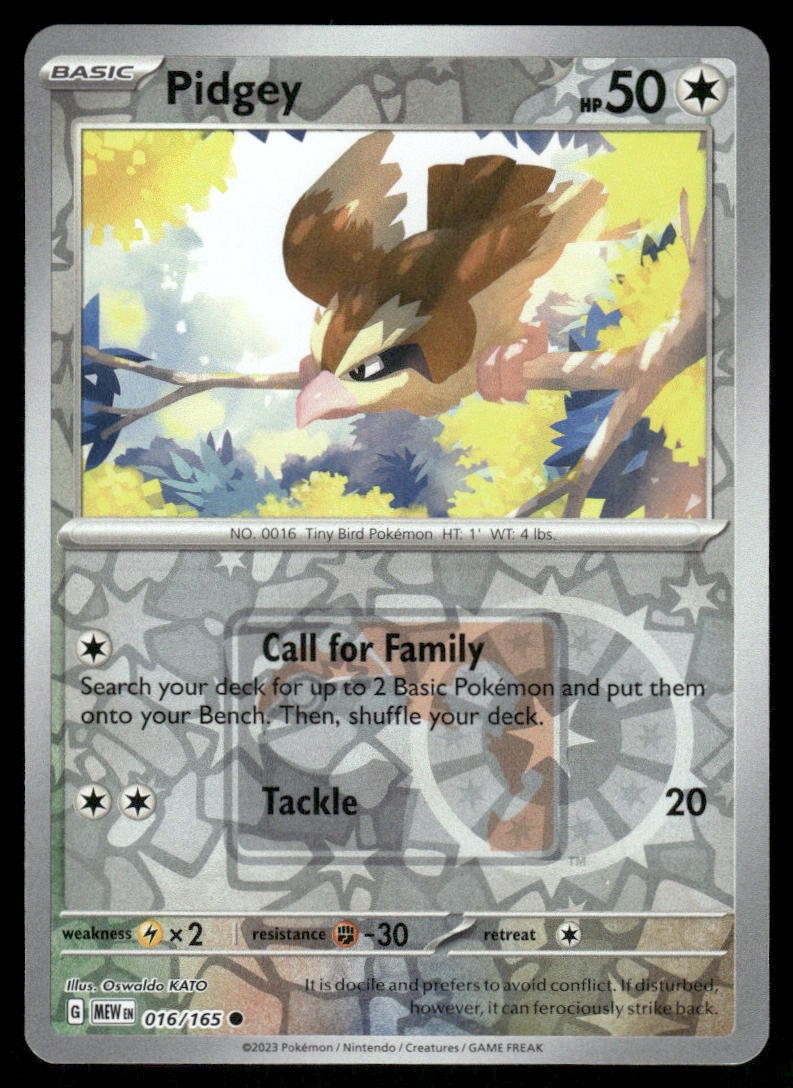 Pokemon Cards Pidgey 016/165 PRIZE PACK 151 Common NM *10