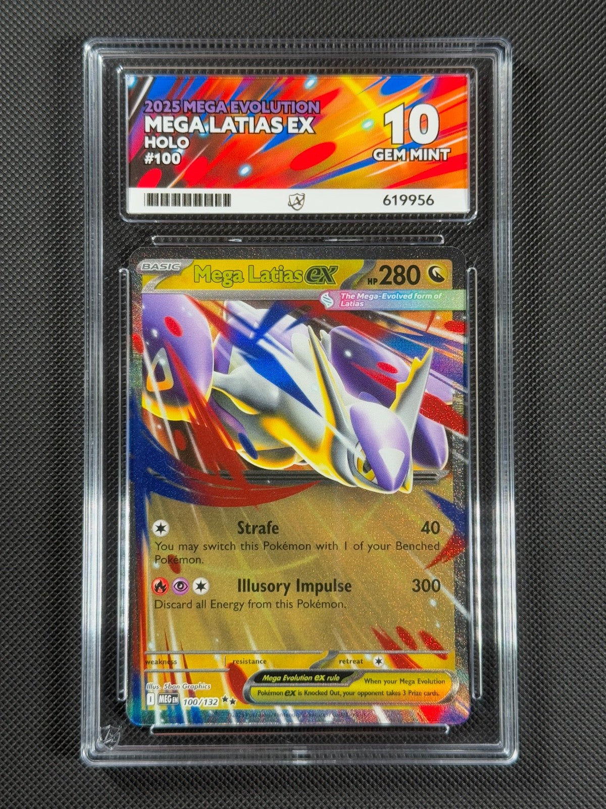 ACE 10 Mega Latias ex 100/132 Pokémon Card Me01: Mega Evolution Holo GEM MINT0