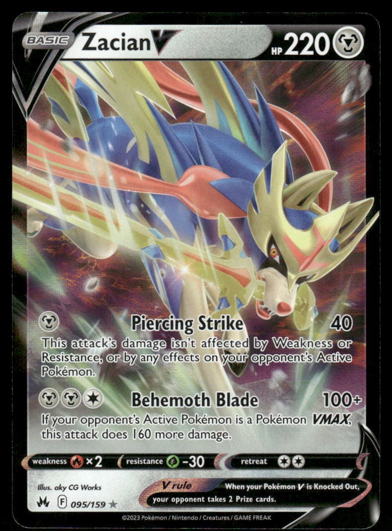 Pokemon Cards Zacian V 095/159 Crown Zenith Holo Rare V NM *40