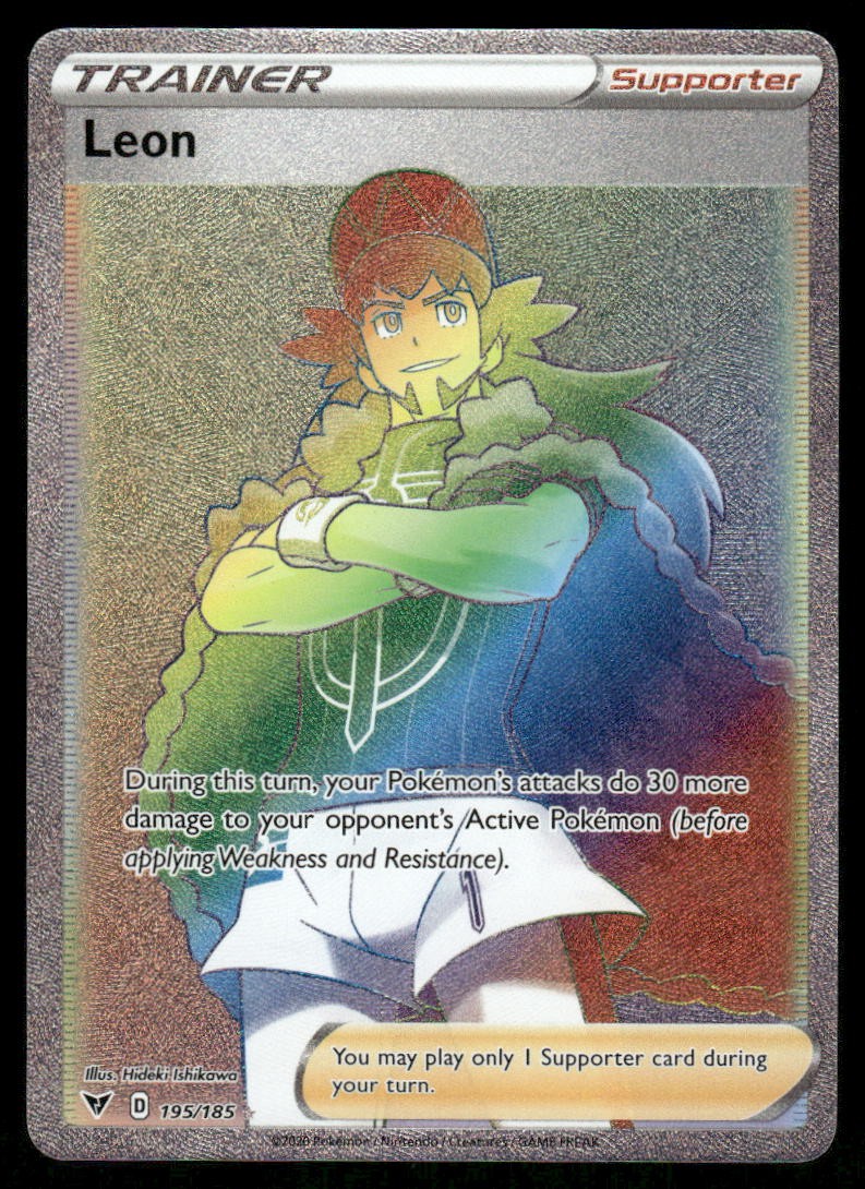 Pokemon Cards Leon 195/185 Vivid Voltage Rare Rainbow NM0