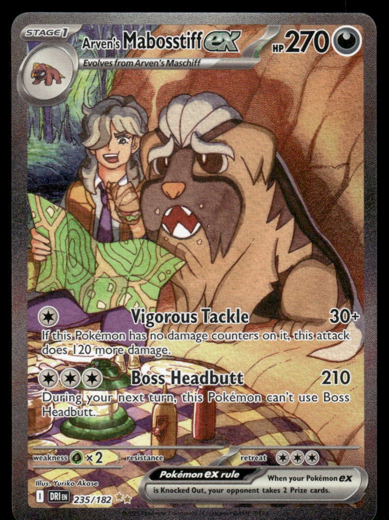 Pokemon Cards Arven's Mabosstiff ex 235/182 Destined Rivals NM0