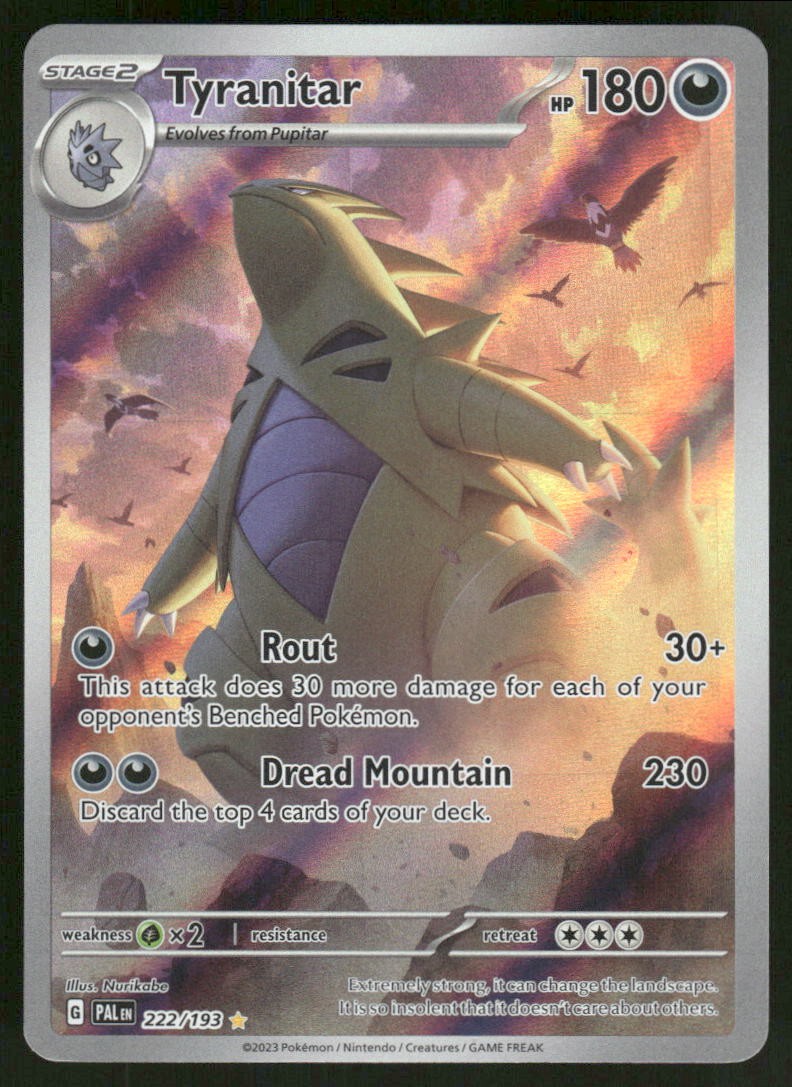 Pokemon Cards Tyranitar 222/193 Paldea Evolved Illustration Rare NM0