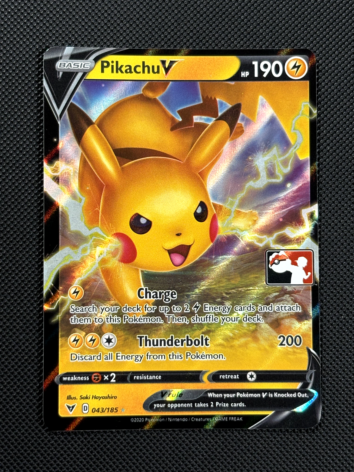 Pikachu V 043/185 PRIZE PACK STAMPED Pokémon Card Prize Pack Series NM0