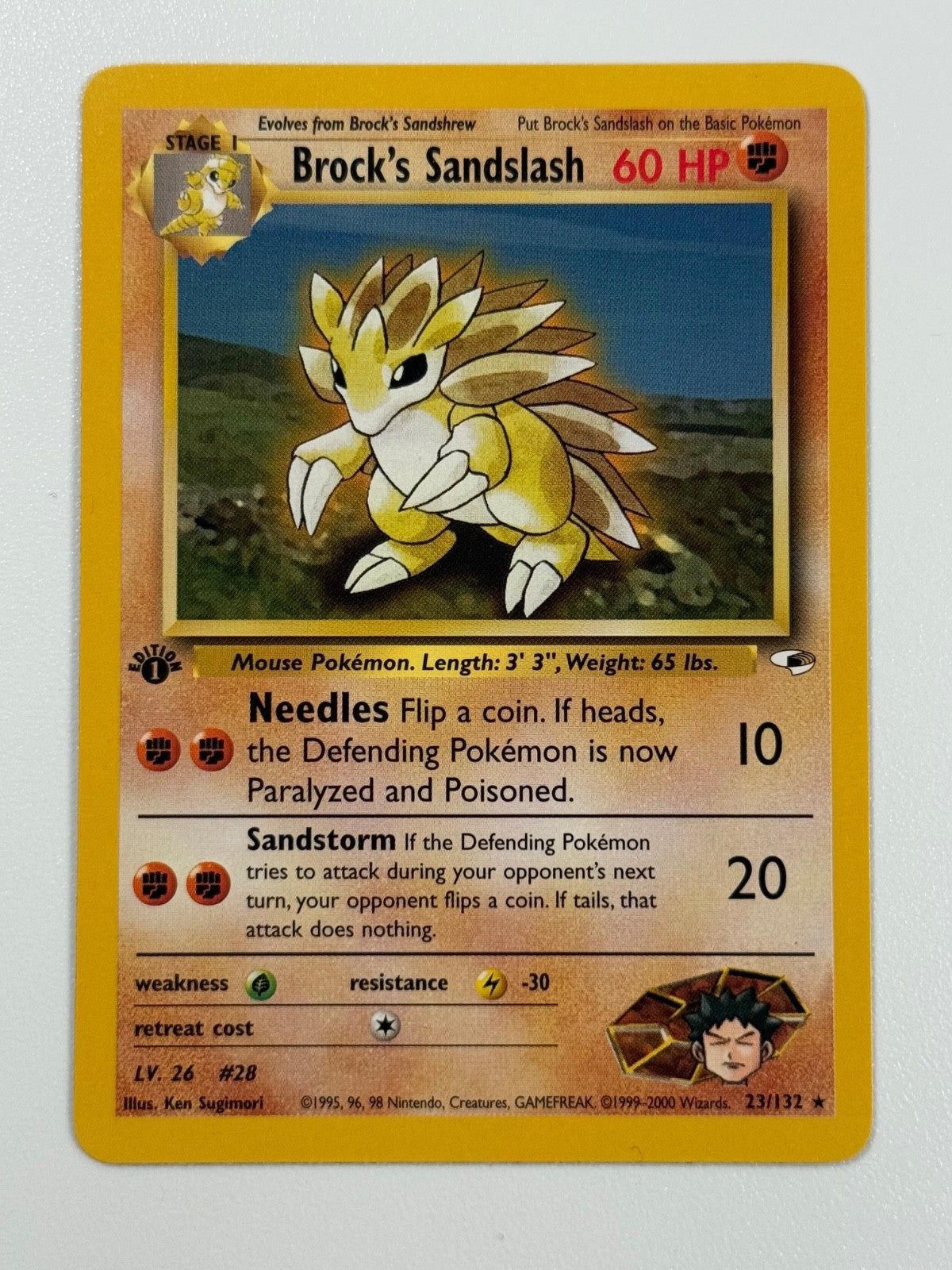 Pokémon Cards Brock's Sandslash 23/132 1ST EDITION Gym Heroes WOTC Non Holo Rare0