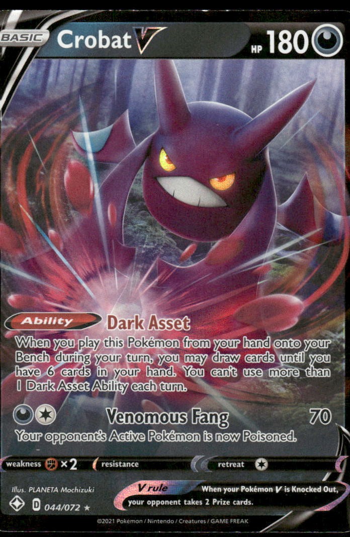 Pokemon Cards Crobat V 044/072 Shining Fates Holo Rare V NM *20