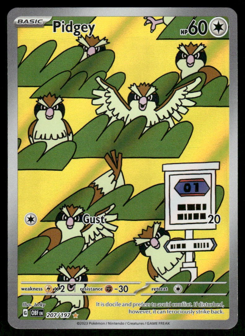 Pokemon Cards Pidgey 207/197 Obsidian Flames Illustration Rare NM *20