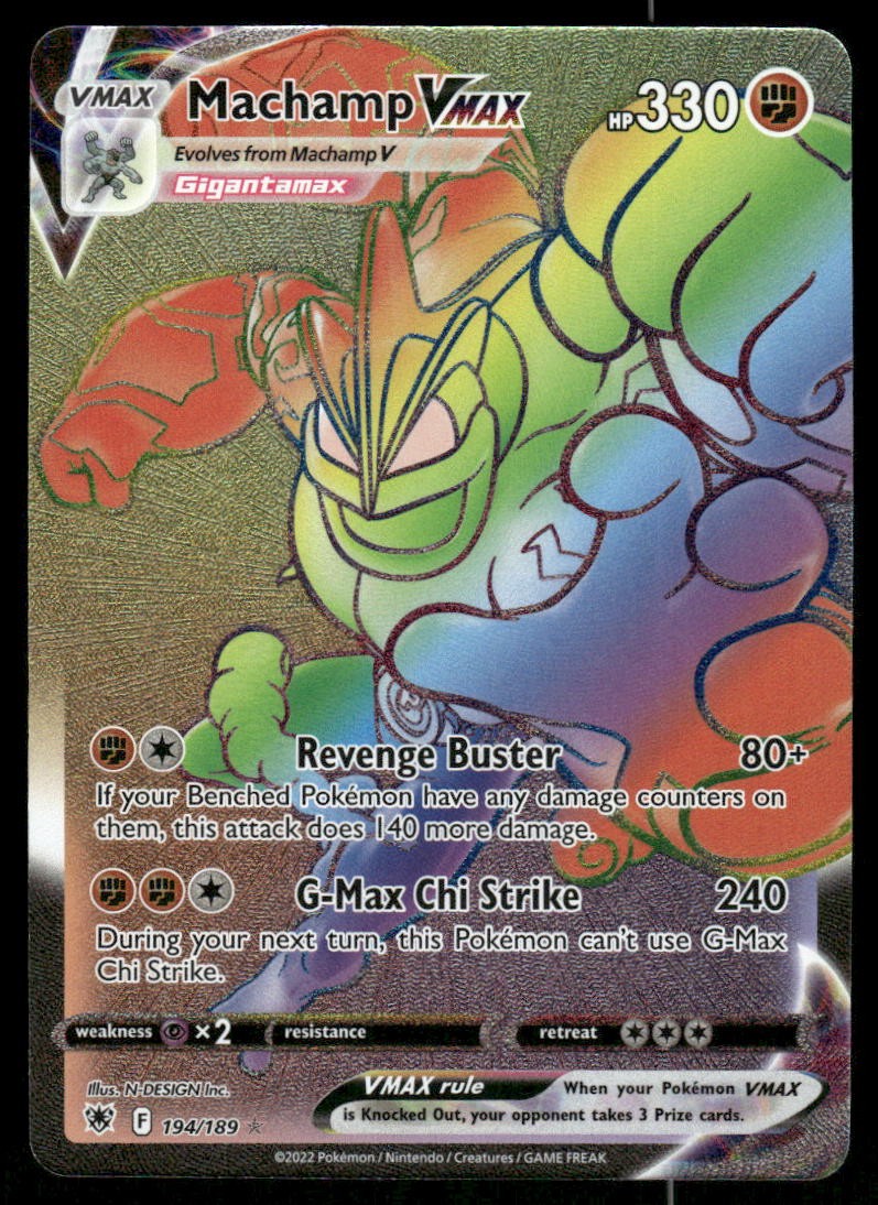 Pokemon Cards Machamp VMAX 194/189 Astral Radiance Rare Rainbow NM0