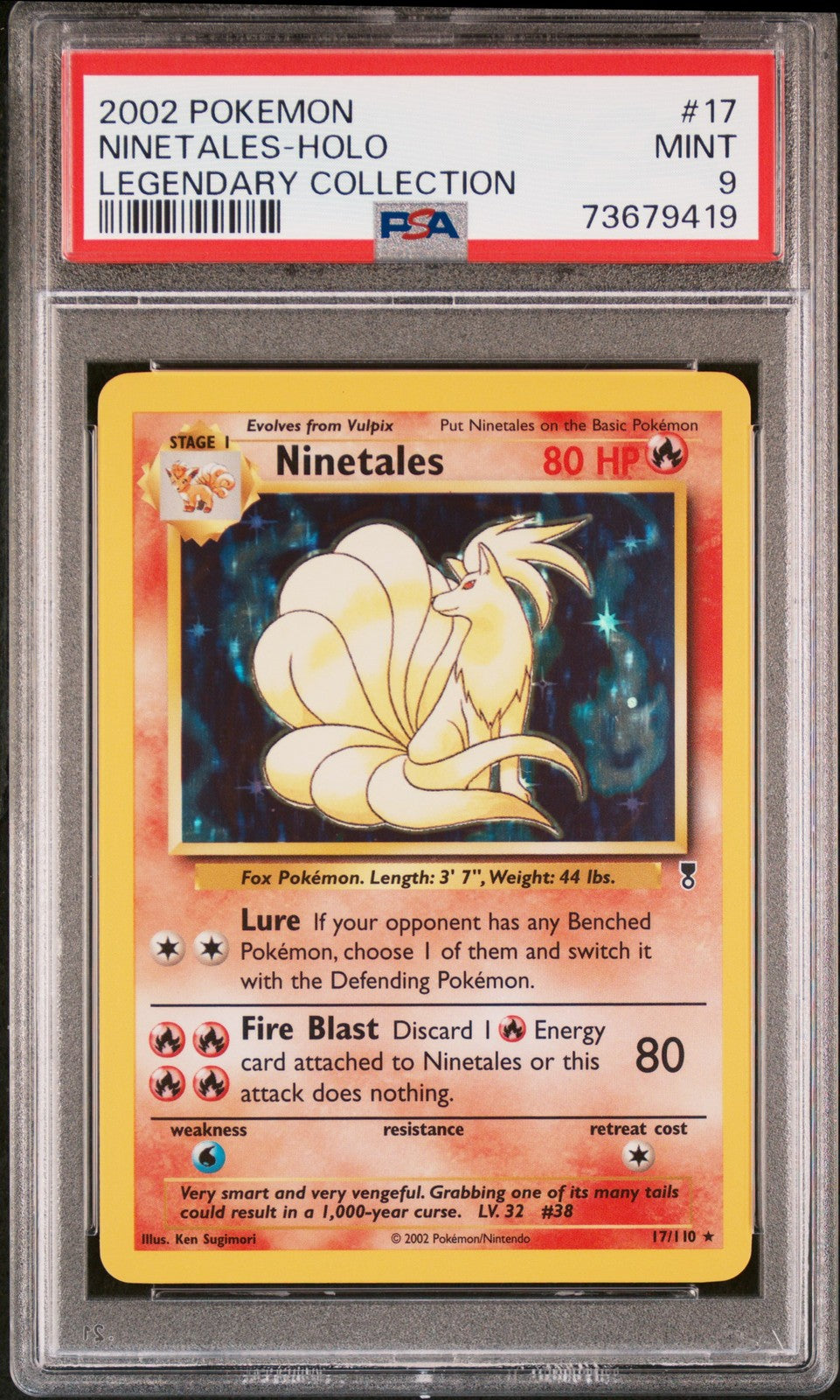 Pokemon Card Ninetales 17/110 Holo Legendary Collection WOTC PSA 90