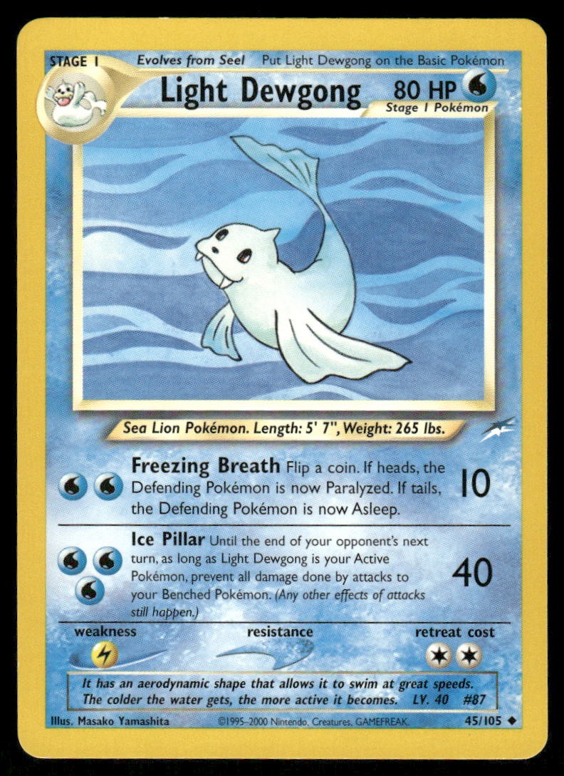 Pokemon Cards Light Dewgong 45/105 UNLIMITED Neo Destiny WOTC Uncommon NM0