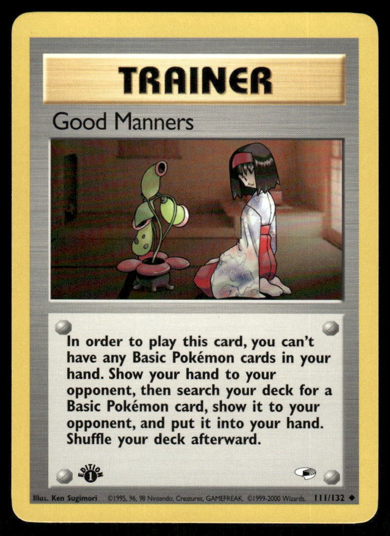 Pokemon Cards Good Manners 111/132 1ST EDITION Gym Heroes WOTC Uncommon NM0