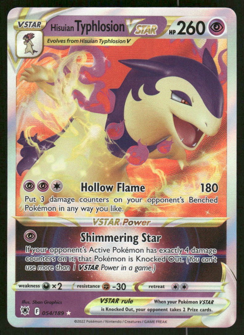 Pokemon Cards Hisuian Typhlosion VSTAR 054/189 Astral Radiance Holo NM0