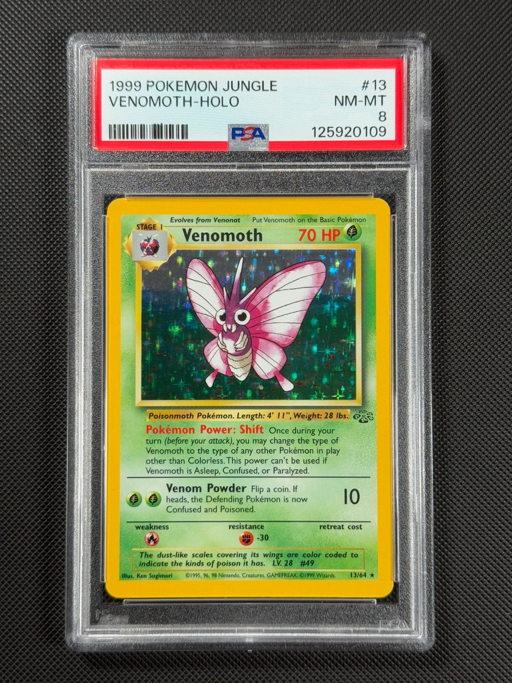 PSA 8 Venomoth 13/64 HOLO Pokémon Card WOTC Jungle Rare Holo NM-MT0
