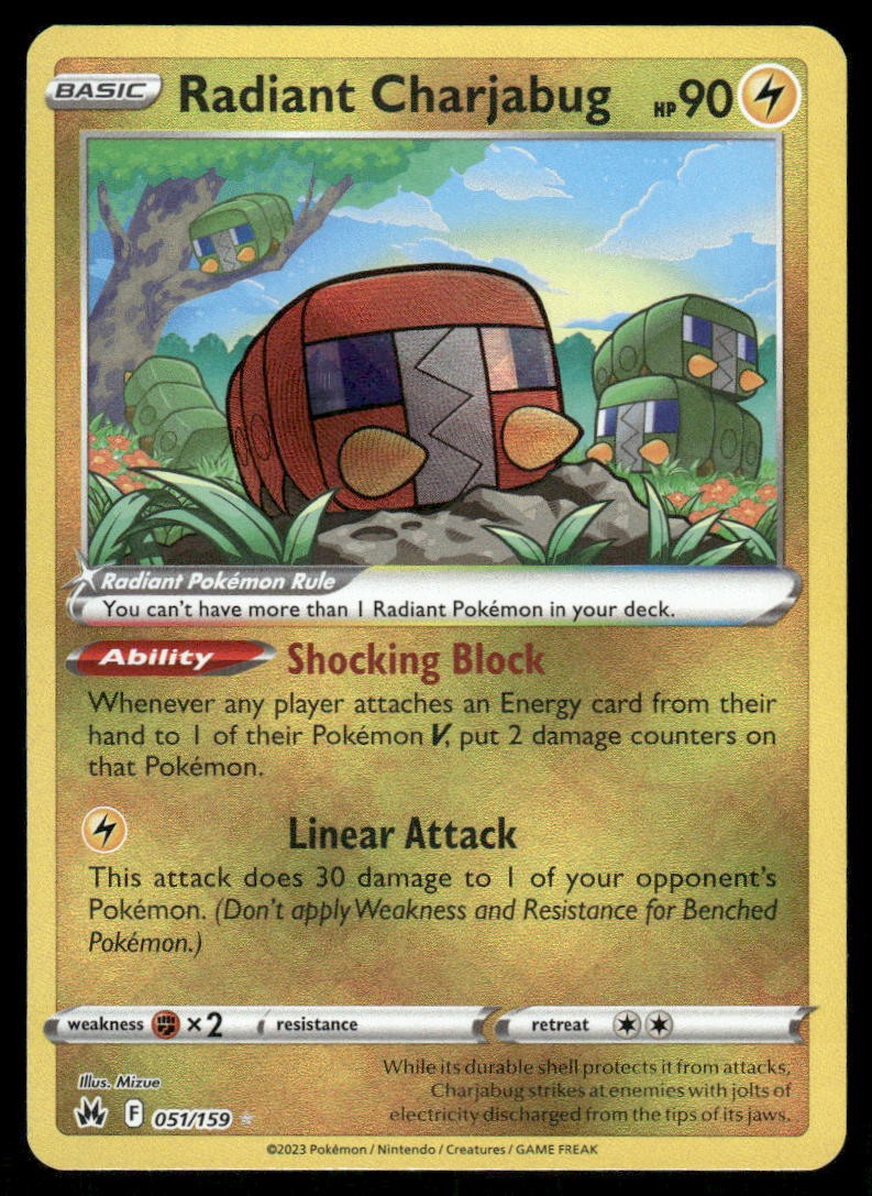 Pokemon Cards Radiant Charjabug 051/159 Crown Zenith Radiant Rare NM *40