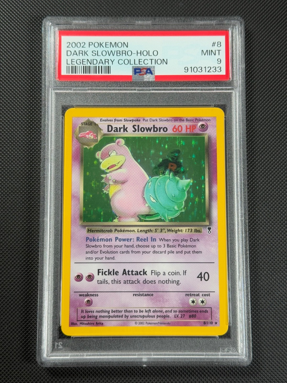 PSA 9 Dark Slowbro 8/110 HOLO Pokemon Card WOTC Legendary Collection Rare MINT0