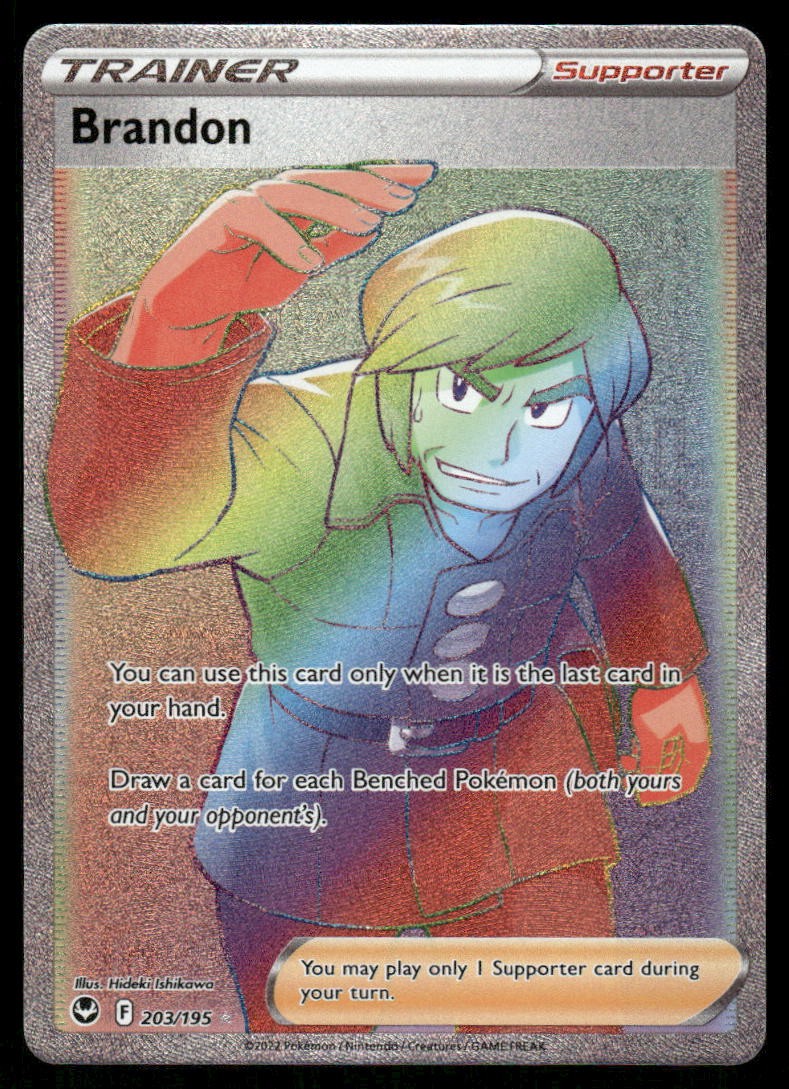 Pokemon Cards Brandon 203/195 Silver Tempest Rare Rainbow NM *20