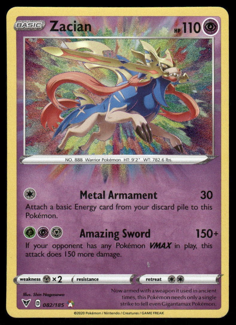 Pokemon Cards Zacian 082/185 Vivid Voltage Amazing Rare NM0