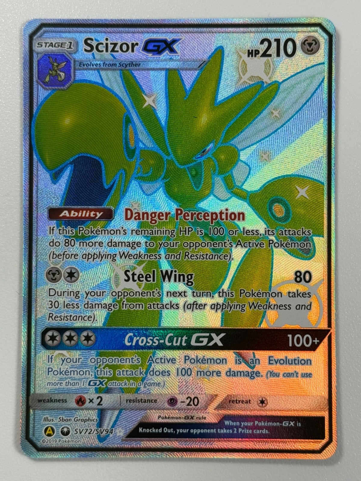 Pokémon Card Scizor GX SV72/SV94 Hidden Fates Sun & Moon Shiny Vault Full Art *20