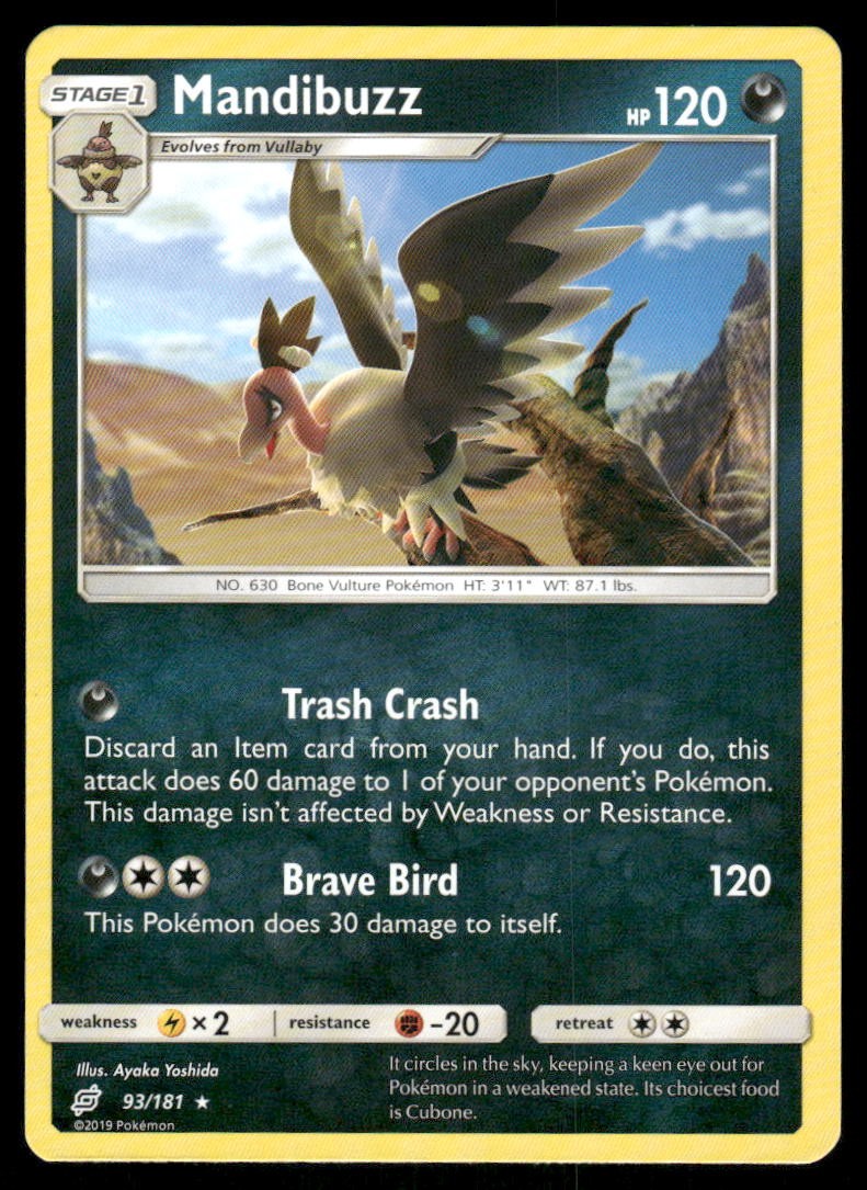 Pokemon Cards Mandibuzz 93/181 Team Up Sun & Moon Rare NM0