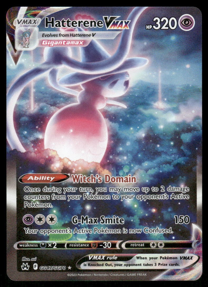 Pokemon Cards Hatterene VMAX GG47/GG70 Crown Zenith Galarian Gallery Holo NM0