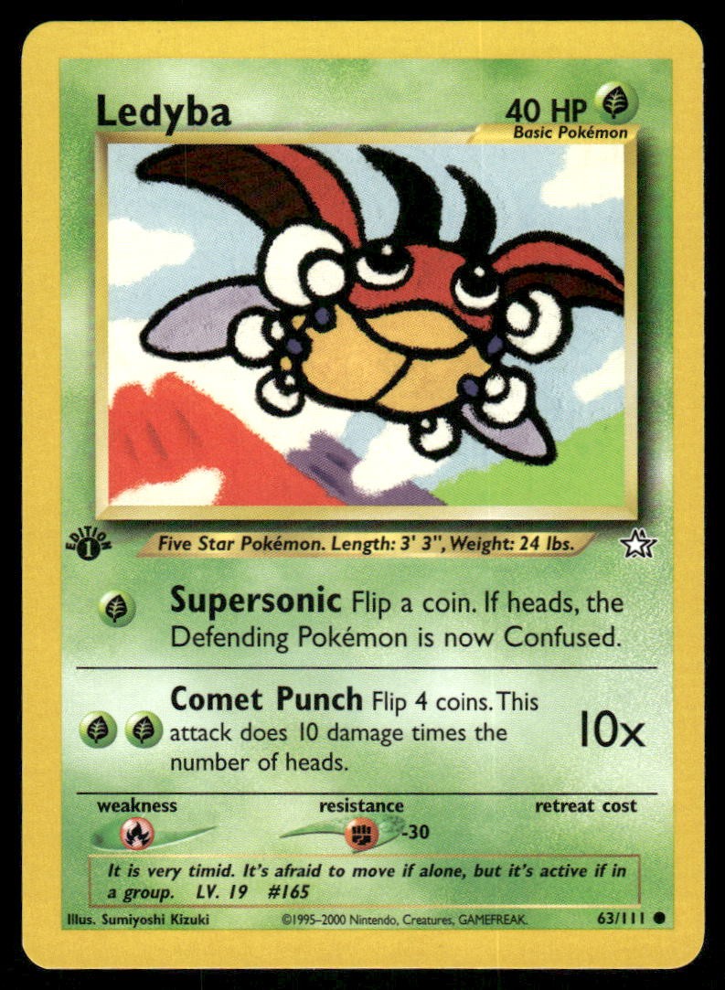 Pokemon Cards Ledyba 63/111 1ST EDITION Neo Genesis WOTC Common NM0