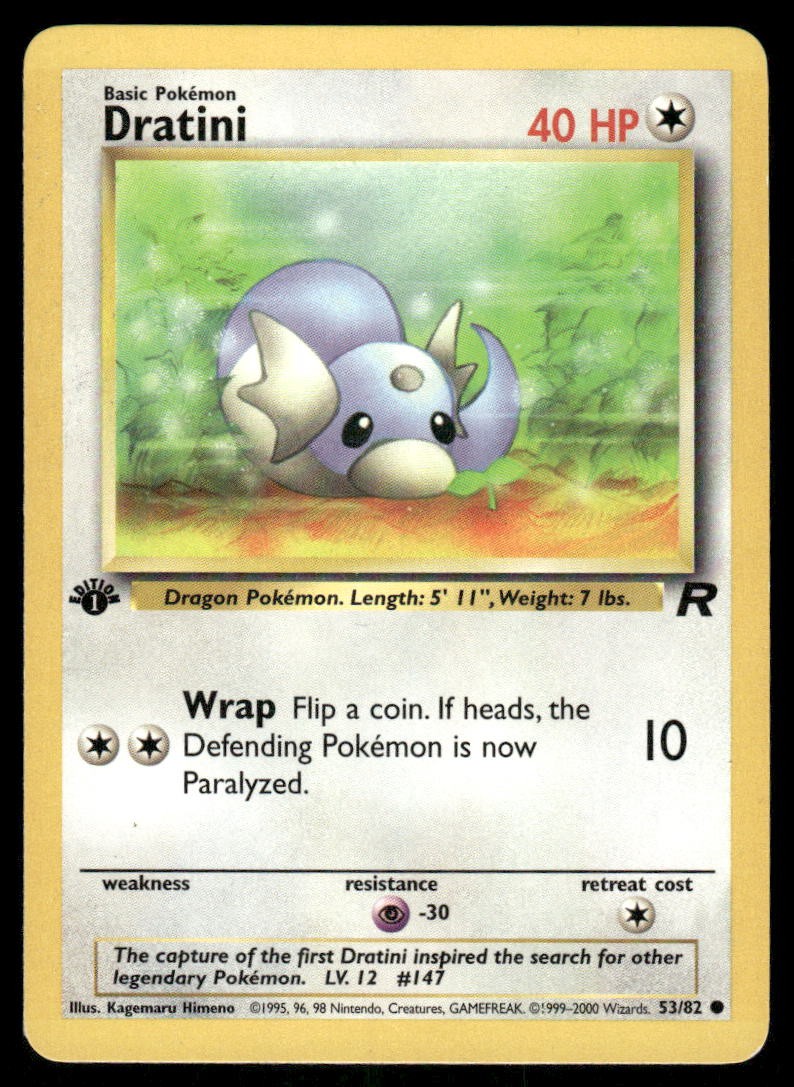 Pokemon Cards Dratini 53/82 1ST EDITION Team Rocket Common LP0