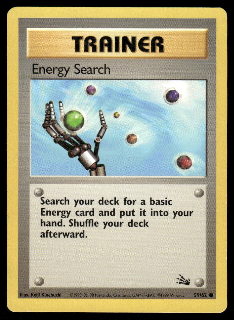 Pokemon Cards Energy Search 59/62 UNLIMITED Fossil Common LP *30
