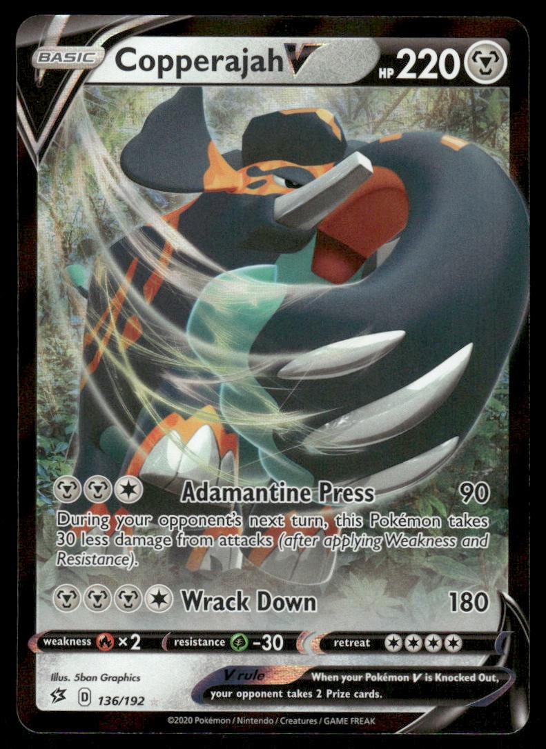Pokemon Cards Copperajah V 136/192 Rebel Clash Holo Rare V NM *20